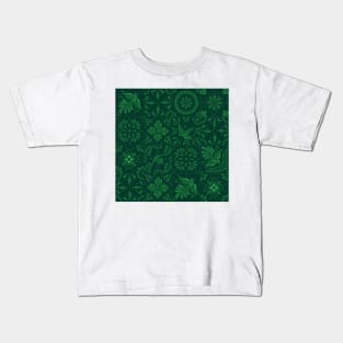 Mexican Green Talavera Tile Pattern by Akbaly Kids T-Shirt